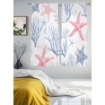 thumbnail image 4 of Pink Starfish Blue Coral Sheer Curtains 72 Inch Long 2 Panels, Ocean Coastal Summer Nautical Light Filtering Rod Pocket Curtains, Sheer Voile Drapes for Living Room Bedroom, 52"x72", 4 of 8