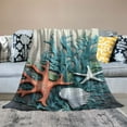 thumbnail image 2 of Fenyluxe Sea Coral Starfish Blue Seaweed Throw Blanket for Couch Sofa Bed Office Decor All Seasons Lightweight Anti-Wrinkle Exquisite Gifts 60x80in, 2 of 6