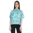 thumbnail image 1 of Moomaya WoMen's Printed Top Collar Neck Button-Down Shirt Short Sleeve Tunic, 1 of 8