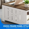 thumbnail image 3 of DEXTRUS Farmhouse Square Coffee Table, Rustic Center Table for Living Room, White & Brown, 3 of 8
