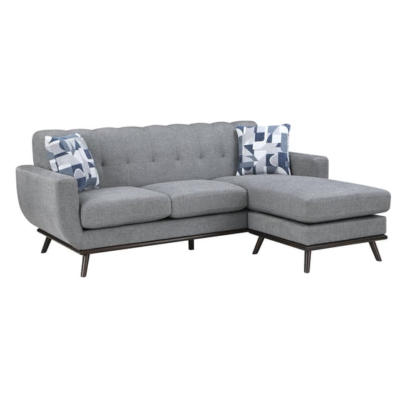 Lexicon Everton Chenille Reversible Sofa Chaise with Tufted Back in Gray
