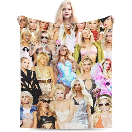 Paris Hilton Blanket Soft and Warm Lightweight Fluffy Woollen Throws Blankets Carpet Rug Gift for Beach Yoga Bedroom Living Room Decoration Sofa Camping Trip Dorm Decor All Season