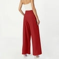 thumbnail image 6 of Nestiefly Womens Elastic High Waisted Palazzo Pants Casual Wide Leg Long Lounge Pant Trousers with Pocket Red S, 6 of 6