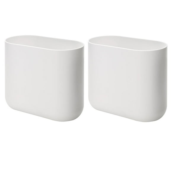 Botes de basura iDesign Cade ovalados de plástico para baño, paquete de 2, blancos