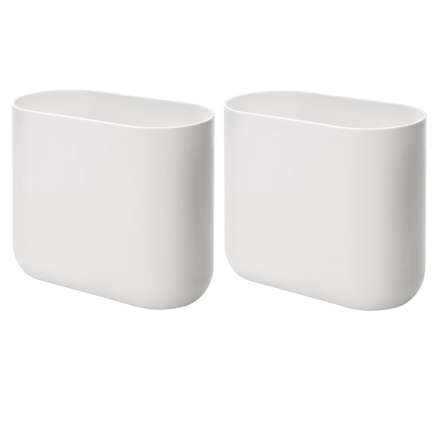 Botes de basura iDesign Cade ovalados de plástico para baño, paquete de 2, blancos