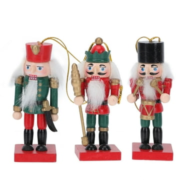 Nutcracker 3 Pcs Xmas Decor Party Hanging Pendent Christmas Decorations Baby Child Wood