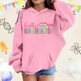 thumbnail image 2 of Big Girl' Hoodies Sweatshirts Cute Cartoon Print Long Sleeve Drawstring Hooded Pullover with Pocket Sweatshirt Tops Size 12-13T ,Pink, 2 of 4