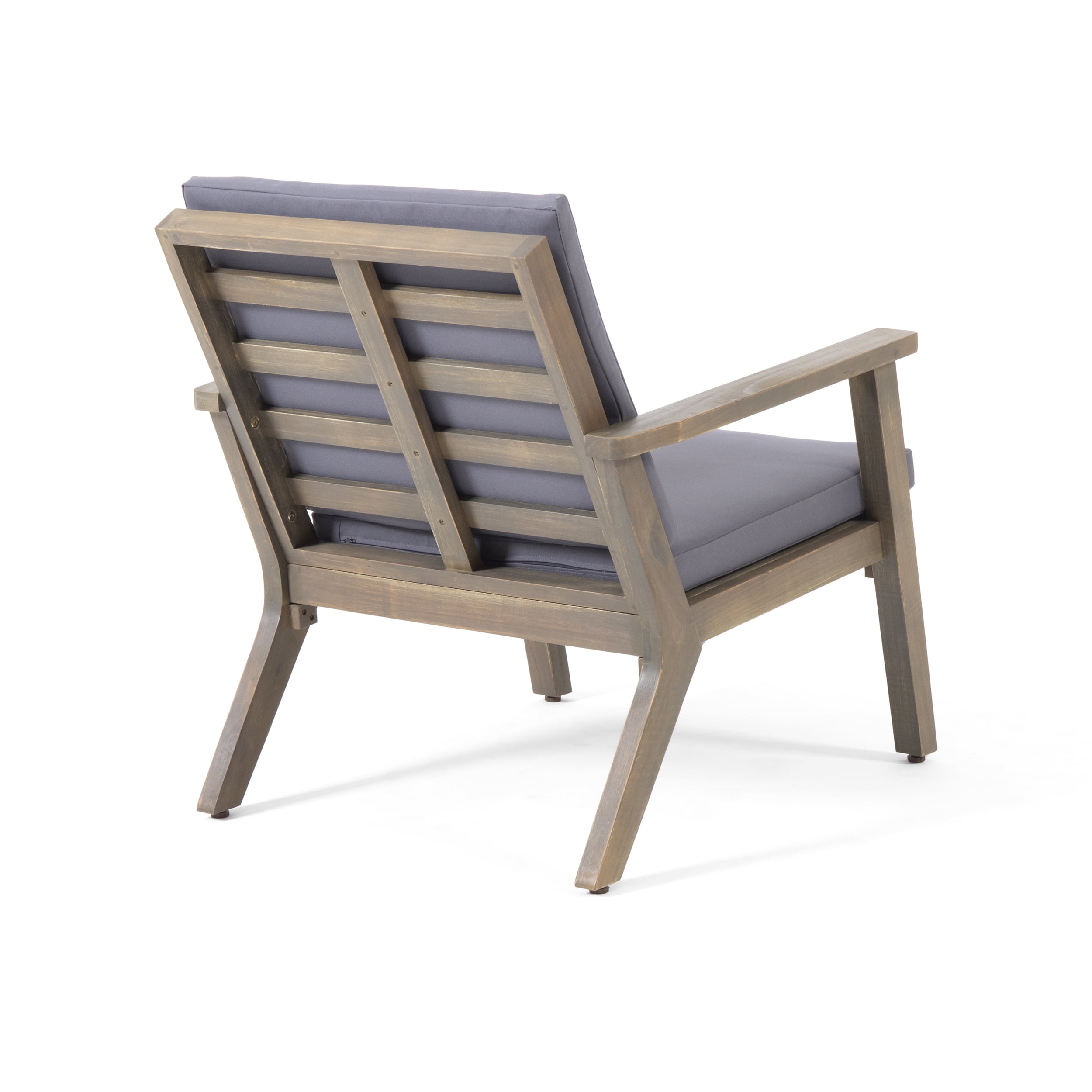 Euroco 2-Piece Outdoor Acacia Wood Patio Chair Set with Water-Resistant Cushions and Slatted Back Design, Natural Finish