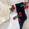 thumbnail image 6 of Yuanlong Womens Socks Ladies Sweet Styles Ruffle Cherry Pendant Mid Tube Cotton Socks Daily Gatherings Cute Medium Socks, 6 of 8