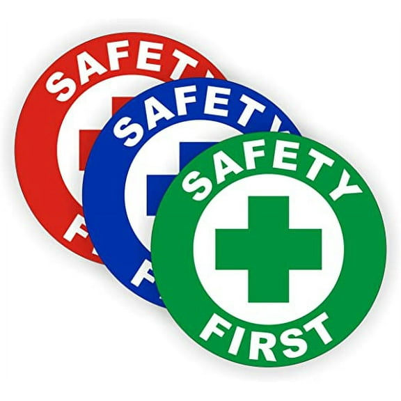 Safety First Hard Hat Sticker / Helmet Decal Label Lunch Tool Box | Size: 2" Diameter | Set of 3 Stickers!