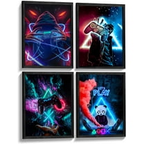Gaming Room Decor Set of 4 - Cool Gamepad Gaming Wall Art Canvas Poster Prints, Gamer Wall Decor for Boys Room Kids Game Room Teen Room Decor 8x10 Inches Unframed