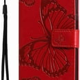 thumbnail image 4 of Dteck Galaxy A13 5G Case, Samsung A13 5G Wallet Case PU Leather Elegant Embossed Magnetic Cover with Flip Kickstand Card Holder Cover for Samsung Galaxy A13 5G Big Butterfly, Red, 4 of 4
