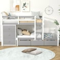 thumbnail image 3 of Euroco Twin over Twin Bunk Bed with Six Drawers for Kids Teens Room, Gray, 3 of 15
