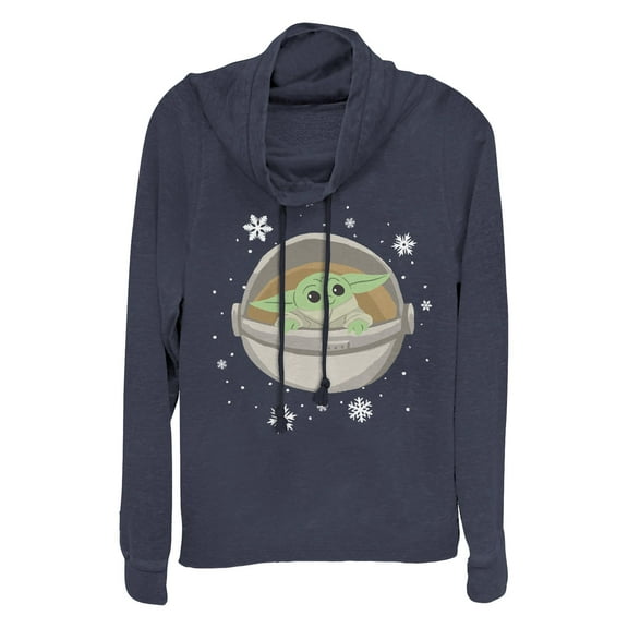 Junior's Star Wars: The Mandalorian Christmas The Child Space Cruise  Cowl Neck Sweatshirt