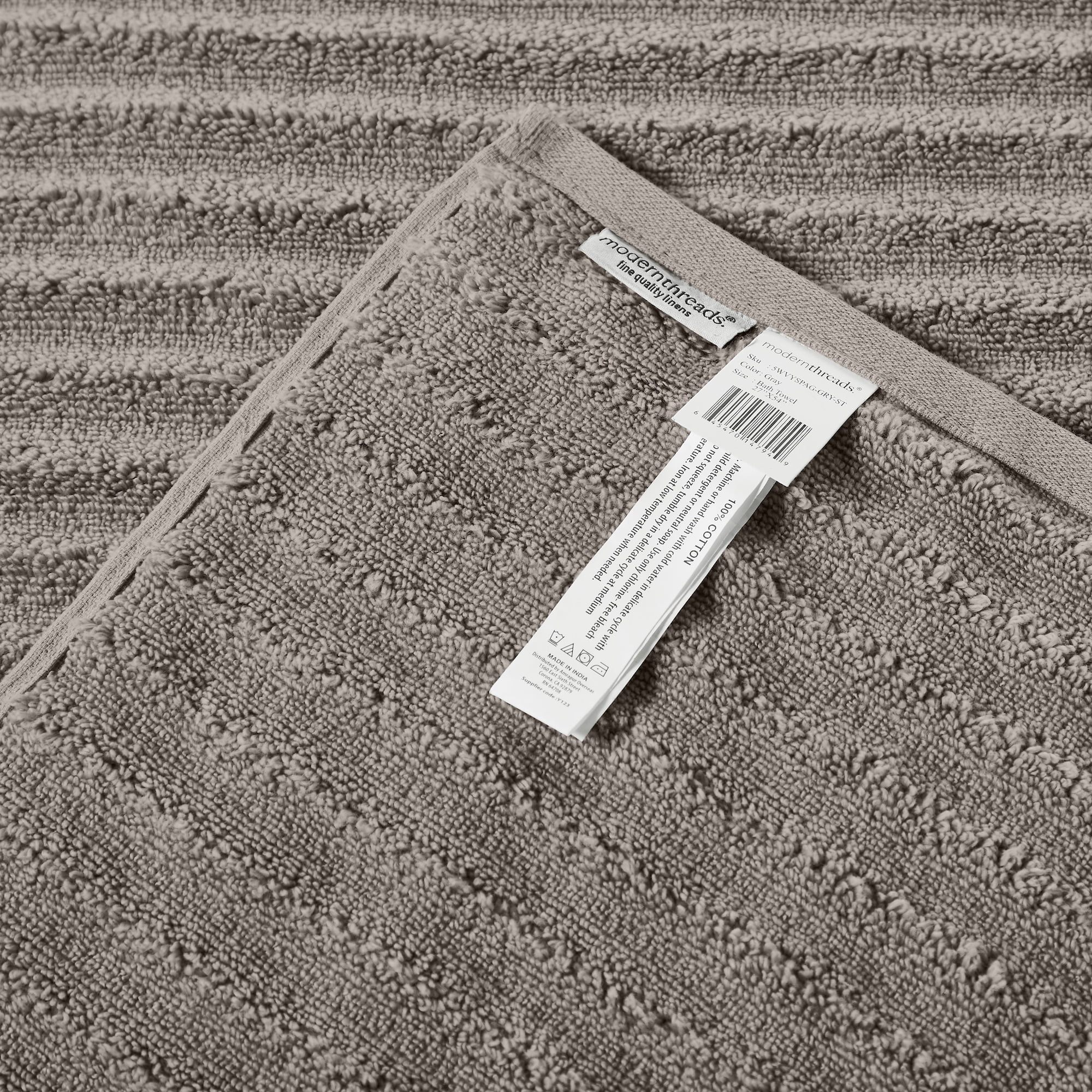 nestwell bath towel solid gray 100% cotton classic modern