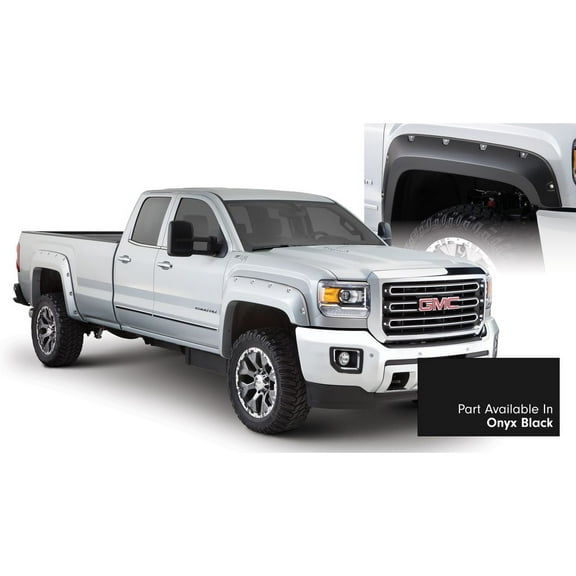 Bushwacker by RealTruck Pocket/Rivet Style Color-Matched Front & Rear Fender Flares | 4-Piece Set, Black, Smooth Finish | 40909-34 | Compatible with 2022 - 2024 GMC Sierra 1500 w/ 5.8' Bed