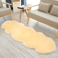 thumbnail image 6 of Beige Yellow Fluffy Faux Fur Sheepskin Area Rugs 4 x 2ft Soft Plush Fluffy Carpet for Bedroom Bedside Living Room Floor Rug Shaggy Mats, 6 of 6