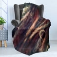 thumbnail image 4 of Outer Space Soft Flannel Fleece Throw Blanket, Planets over Nebula Gas Cloud Space Galaxy Star Illustration, Cozy Plush for Indoor and Outdoor Use, 50" x 60", Dried Rose Ivory, by Ambesonne, 4 of 5