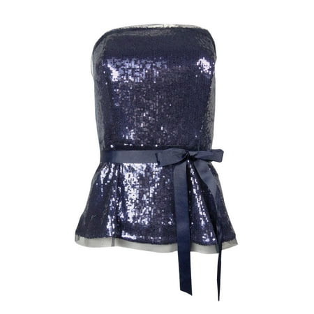 Alex Evenings Sleeveless - Alex Evenings Women's Belted Strapless Sequin Blouse