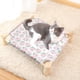 thumbnail image 1 of Cama plegable para mascotas ZJT250130061 | Cama elevada de madera maciza para perros y gatos con tapete de lino extraíble y lavable | Transpirable, refrescante en verano y para usar en cualqui, 1 of 5