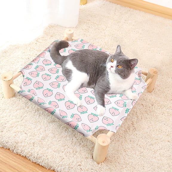 Nebwoak Elevated Dog Bed Washable Cot with Wood Frame, Cooling Raised Pet Bed for Cats & Small Medium Dogs, Removable Breathable Fabric, Indoor Outdoor Use