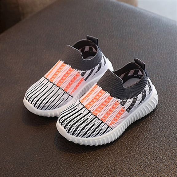 ZHOGXU Toddler Kids Girls Boys Sneakers Non Slip Soft Sole Color Block Comfortable Breathable Sports Shoes For Casual Daily Wear,Grey,18-24 Months