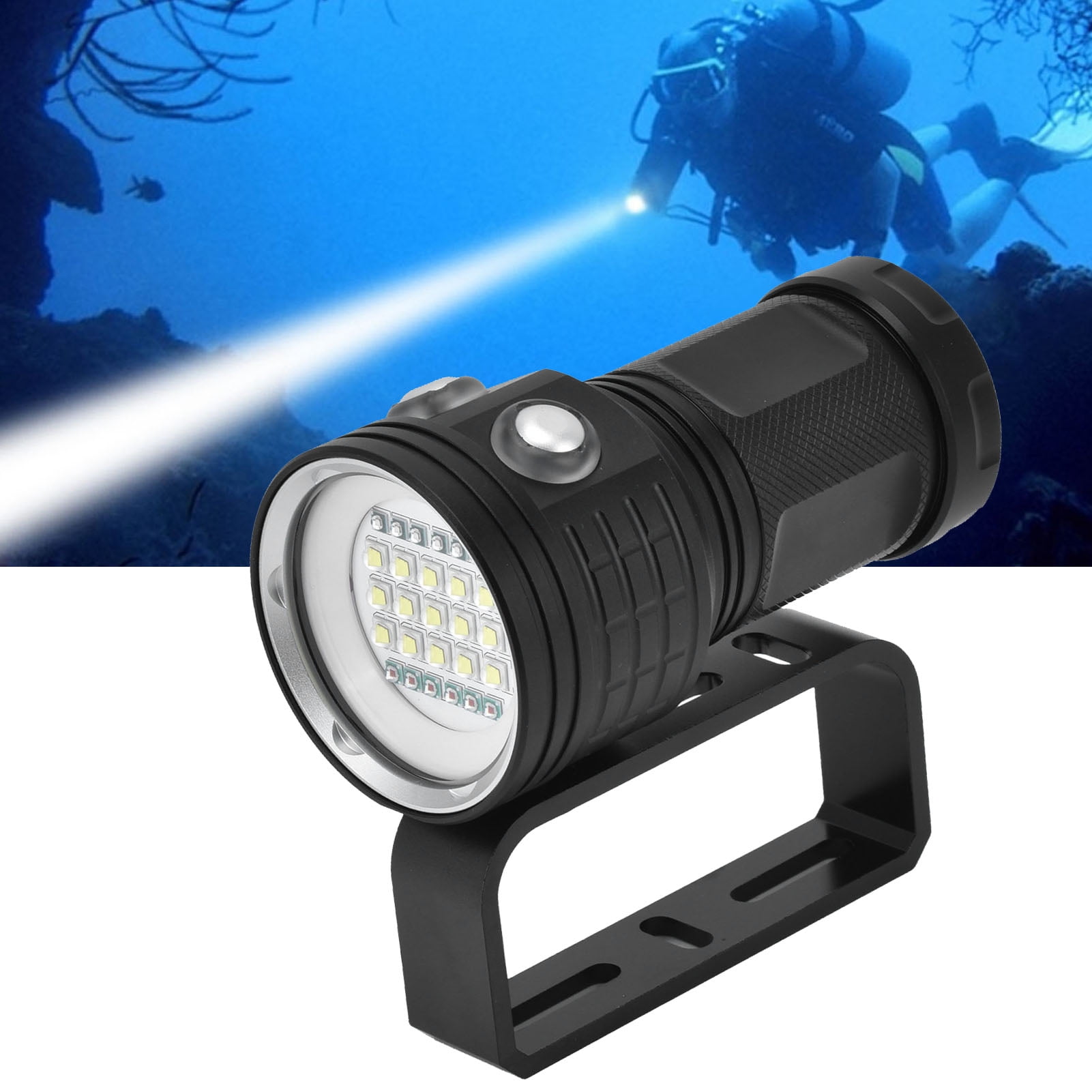 Lampe De Plongée LED – 3 Couleurs, 7 Modes, IPX8, Ra95, Support Caméra, Corps Alu, Pour Sous-marin Et Photo