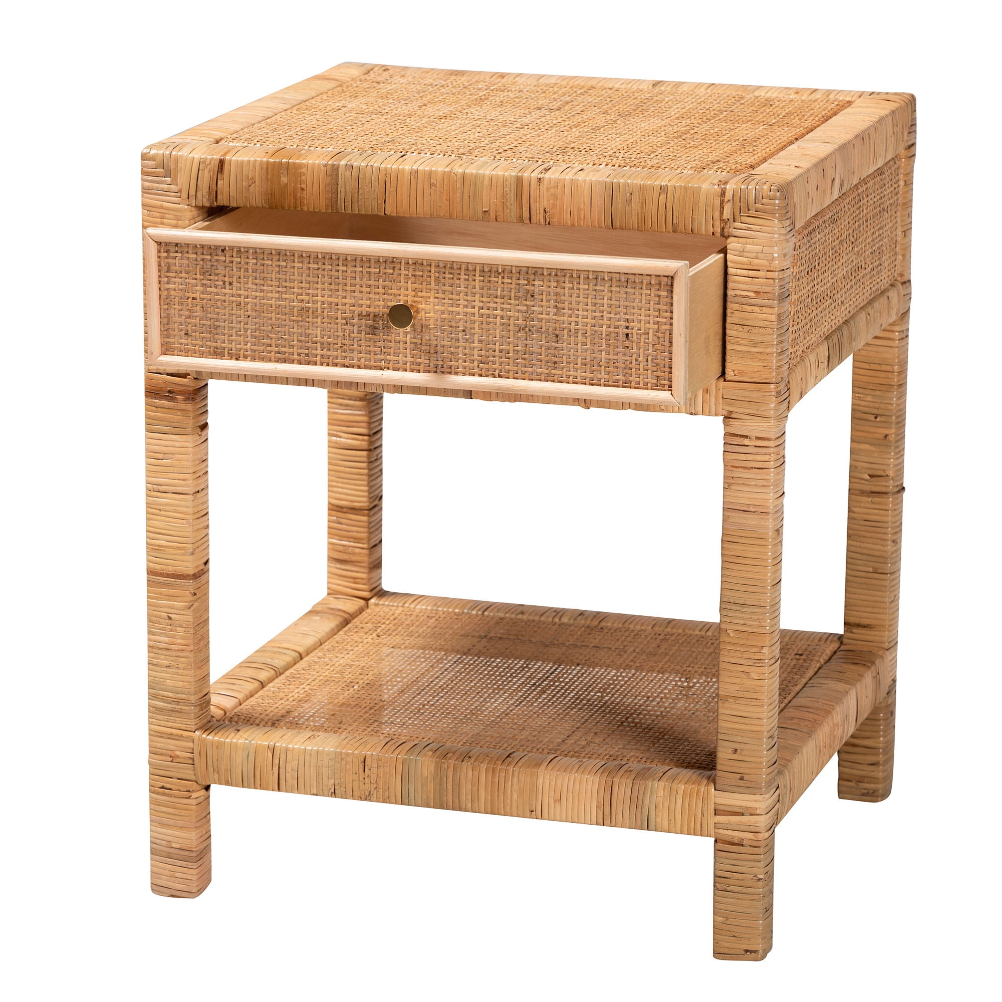 bali & pari Adelia Rattan BOHO Nightstand, 1-Drawer, Natural Brown