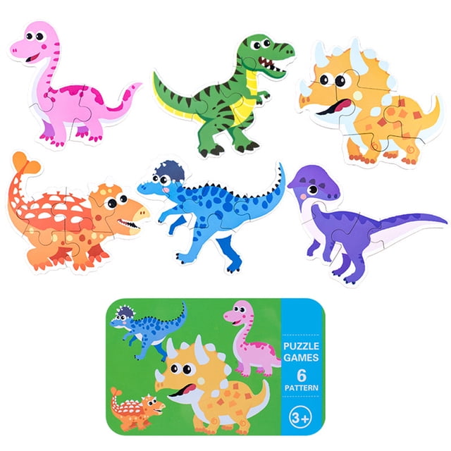 Juguetes para niños Caja 6 en 1 Rompecabezas Juguetes de madera Animales de dibujos animados Rompecabezas Niños Juguete Educativo seitruly WJ3996-01B