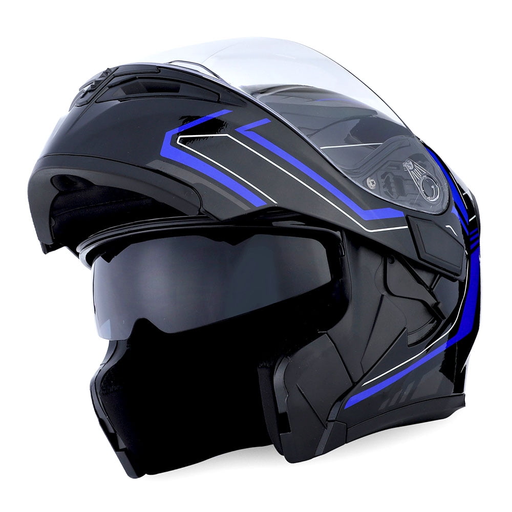 1Storm Motorcycle Street Bike Modular Flip up Dual Visor Full Face