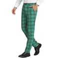 thumbnail image 4 of INSPIRE CHIC Men's Pants Plaid Casual Regular Fit Flat Front Stretch Checked Trousers 28 Green Yellow, 4 of 7