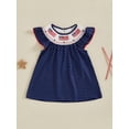 thumbnail image 4 of BemeyourBBs Kids Toddler Baby Girls 4th of July Dress Outfit Patriot Fourth of July Independence Day Clothes Flag Embroidery Dot Plaid Print Short Sleeve Dress Toddler Girl Summer Outfit, 4 of 9