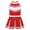 Red&White, variant on Aislor Girls Cheerleading Uniform Stage Suit Sleeveless Crop Top with Pleated Skirt Set Costume Blue&White 16