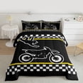 thumbnail image 2 of Feelyou Cross Bike Lover Full Size Comforter Sets for Child, Motorcycle Speed Sport Bedding Comforter Set, Black Yellow Cartoon Reversible Bedding Sets, Lightweight Room Decor, 3-Piece, 2 of 8