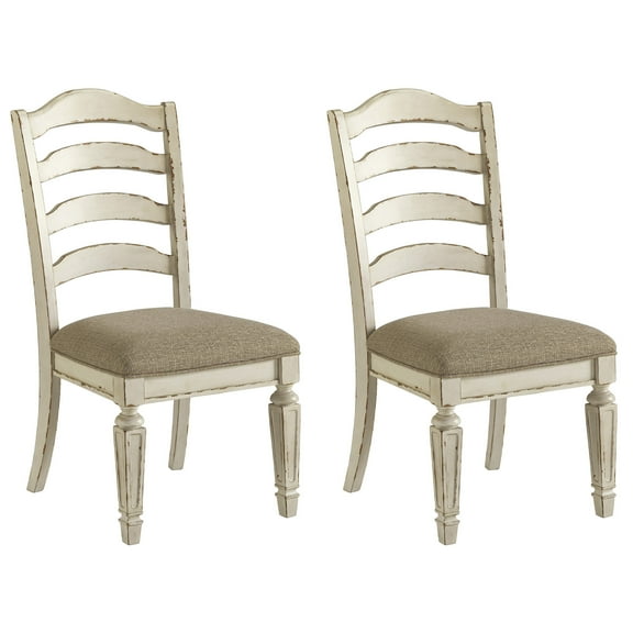 Signature Design by Ashley Realyn Dining Room Upholstered Chair, Set of 2, Antique White