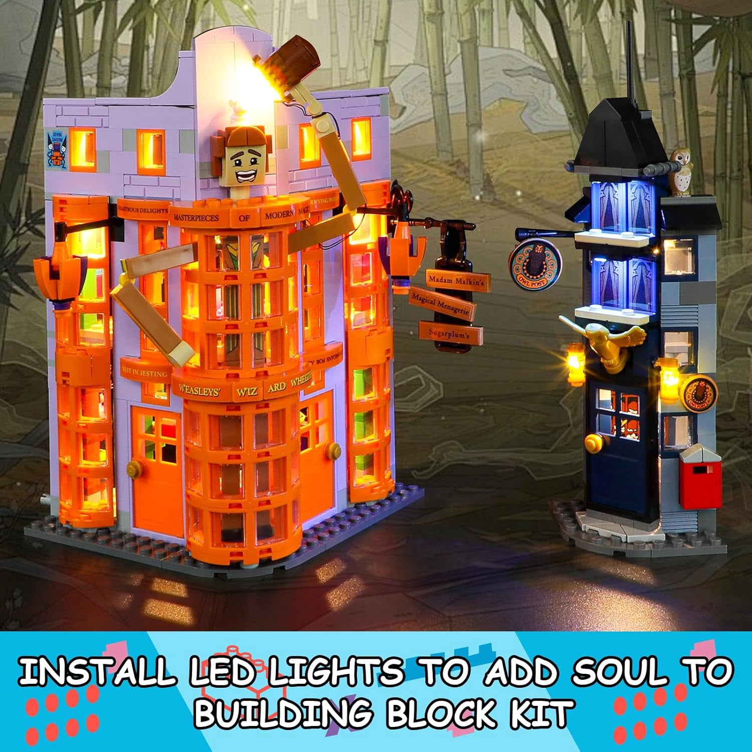 LED Light Kit for Lego 76422 Diagon Alley: Weasleys' Wizard Wheezes Set, Compatible with Lego 76422 Building Blocks Model(Not Include Blocks Set)