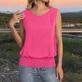 thumbnail image 5 of Women's Casual Pleated Sleeveless Top | Round Neck Elastic Hem Summer Blouse, 5 of 7