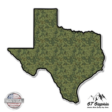 Texas Map Digital Camouflage - 5" Vinyl Sticker - For Car Laptop I-Pad - Waterproof Decal