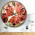 thumbnail image 2 of Designart 'Poppies in Wheat' Traditional wall clock, 2 of 3