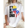 thumbnail image 1 of Camisetas con gráficos clásico para mujeres y adolescentes y niñas, playera de verano con estampado estéticoWomen's Patriotic Fingerprint Flag Print T-Shirt - "IT's IN MY DNA" Graphic, Casual & Comf, 1 of 6