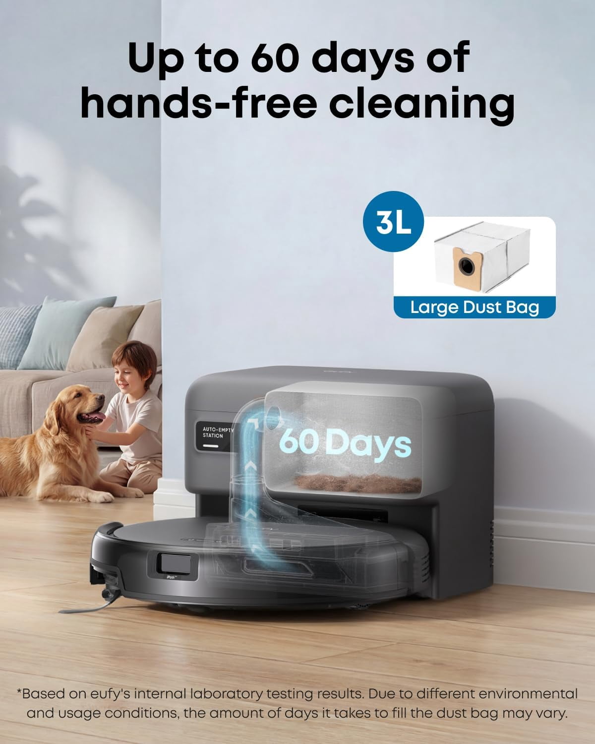 eufy C10 Robot Vacuum Self Emptying, 8 Weeks Hands Free, Advanced Smart Mapping with LiDAR Navigation, Edge Expansion Brush for Pet Hair, Carpet Detection