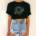 thumbnail image 2 of Outfmvch Crop Tops T Shirts for Women Sun and Moon print round neckline plunging vintage top T-shirt Shirts for Women Black XXL, 2 of 3