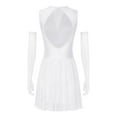 thumbnail image 3 of Doomiva Women's Lyrical Dance Dress Sparkly Rhinestone Figure Skating Leotard Dress with Gloves White XXL, 3 of 6