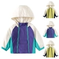 thumbnail image 4 of Gubotare Waterproof Toddler Rain Jacket Boys Color Block Lightweight Zip-Up Hooded Windbreaker Jacket Patchwork 2-10 Years (Green,2-3 Years), 4 of 9