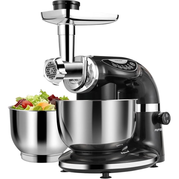 8.5QT 6QT Two Stainless Steel Bowls Electric Food Mixer Black for Kitchen