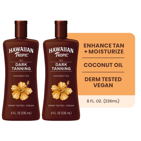 Hawaiian Tropic Dark Tanning Oil, 8 Fl Oz each Twin Pack