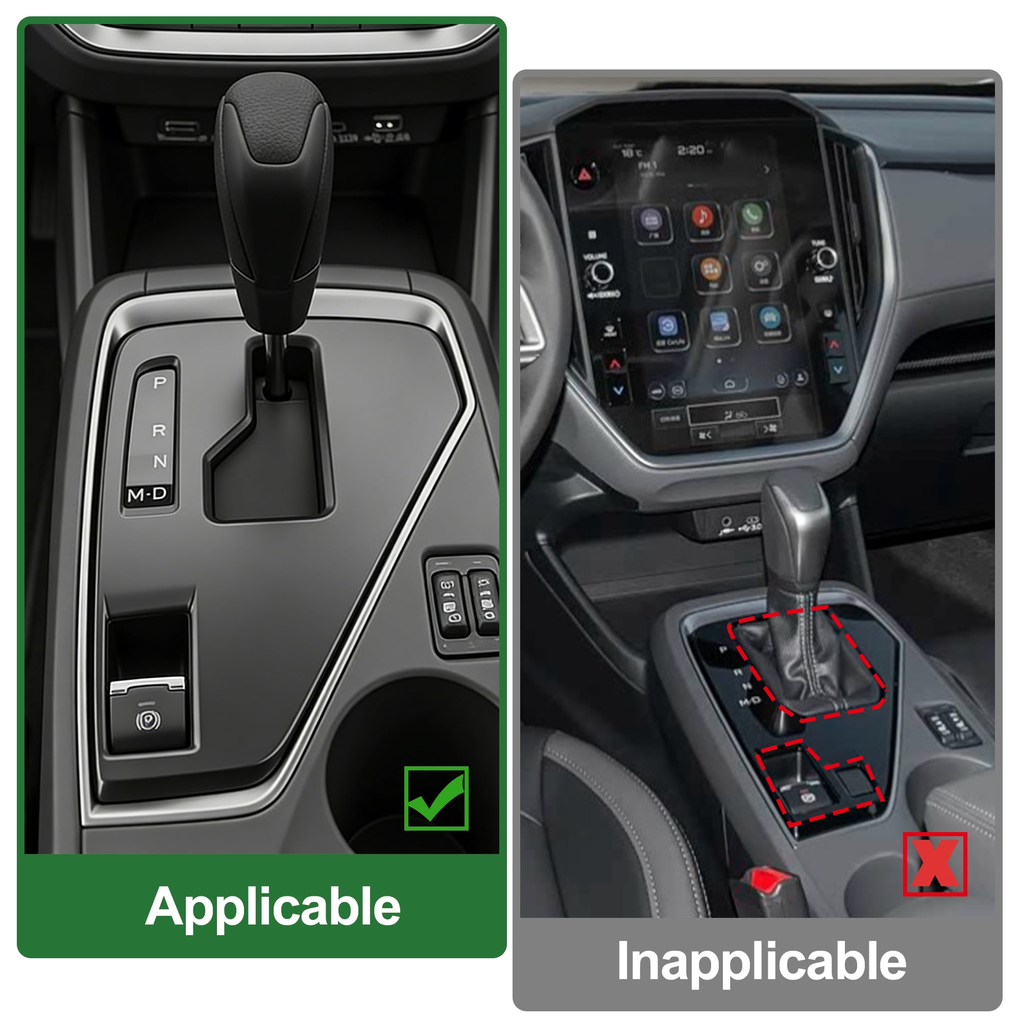 Unique Bargains Carbon Fiber Gear Shift Knob Button Cover for Subaru Crosstrek 2024-2025 Console Gear Panel Decal Trim Sticker Interior Accessories Carbon Fiber Black
