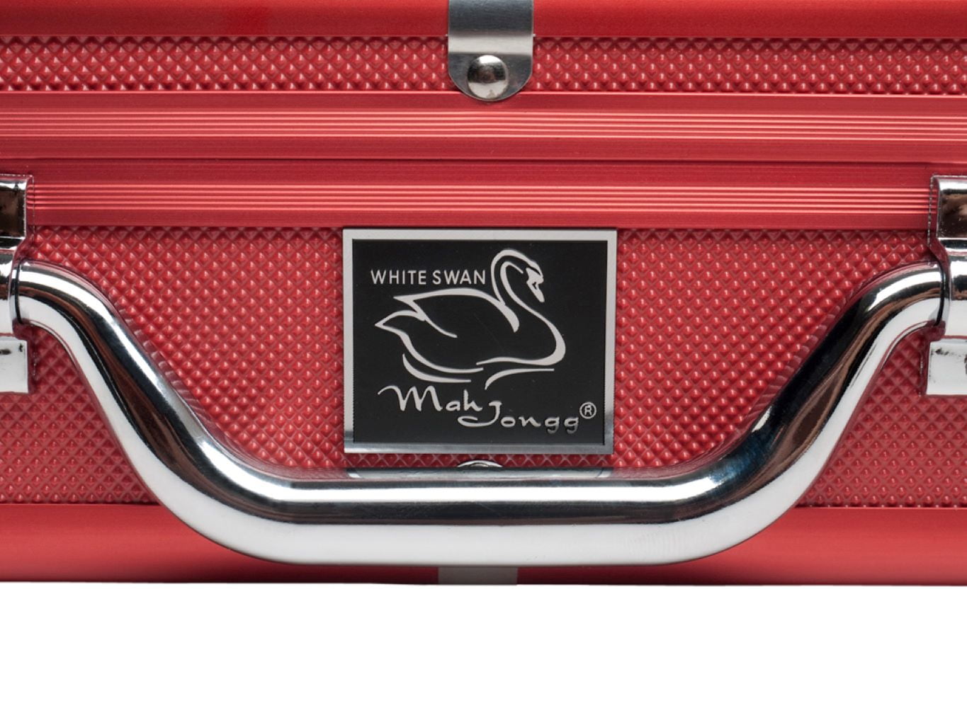 White Swan American Mahjong Set in Luggage-Style Red Case - White Tiles - Modern Pushers