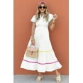 thumbnail image 4 of Women's White Colorblock Maxi Dress with Rickrack Trim, 4 of 12