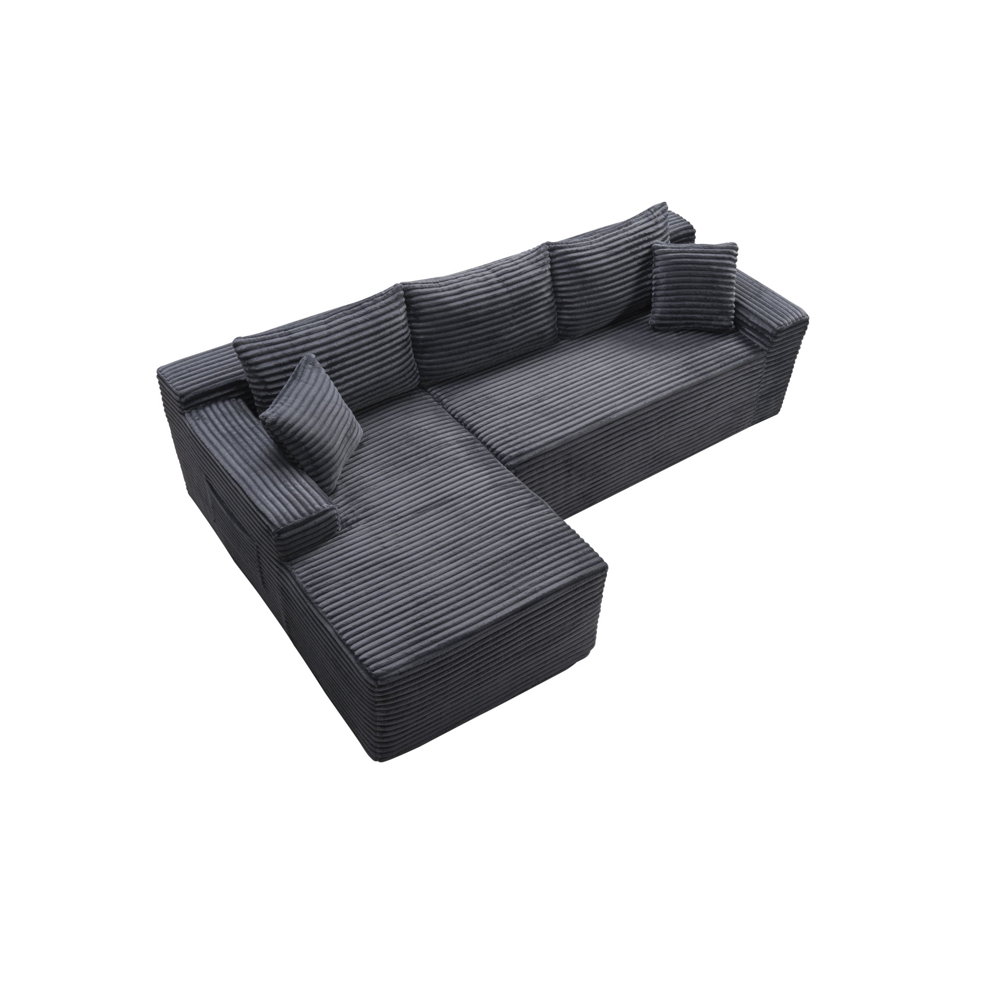 Leumius 106.3" Cloud Modular Sectional Sofa Couch with L-Shape Chaise,Modern Minimalist Upholstered Couches for Living Room Bedroom No Assembly Required Gray-L
